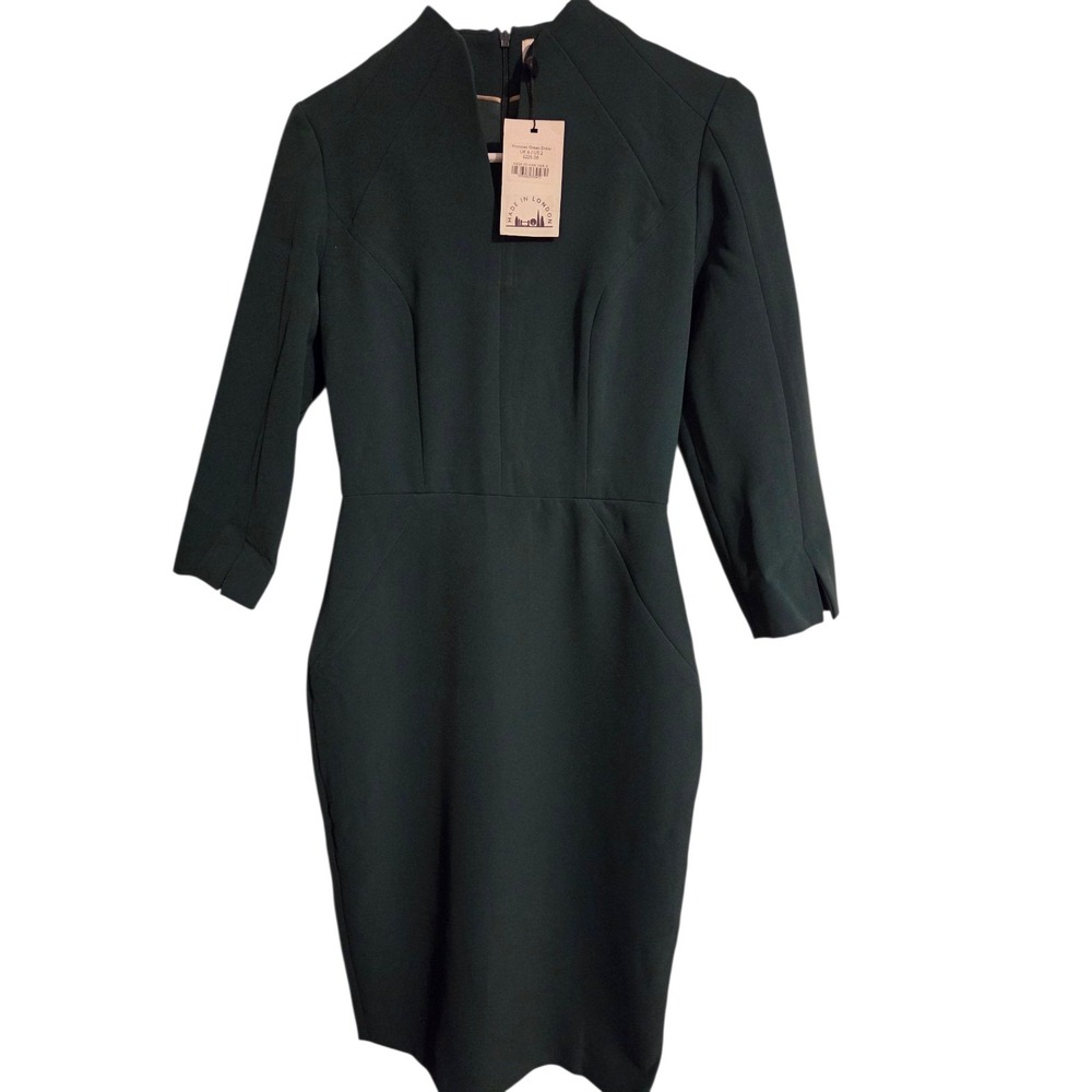 Libbey Hanover Green Dress Made in London Size 2 MSRP 225.00